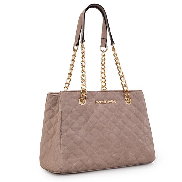 Montana west Handbags - 4404 Tote Bag Top Handle Shoulder Handbag Medium Satchel Purse with Chain